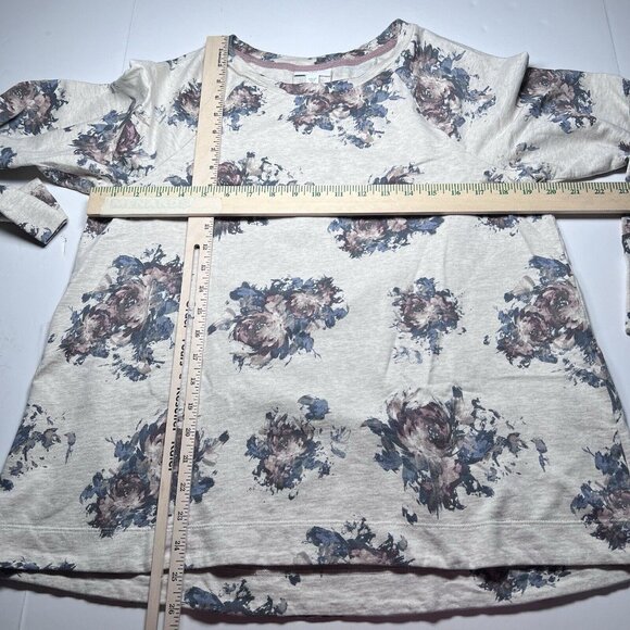 J. Jill Sweatshirt Women’s Size M Pleated Back Floral Oatmeal Heather Roses - Picture 7 of 7